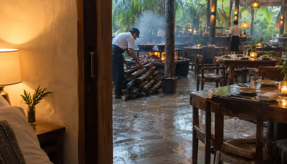 Cuando el aguacero cambia el humo, la brasa y el bocado